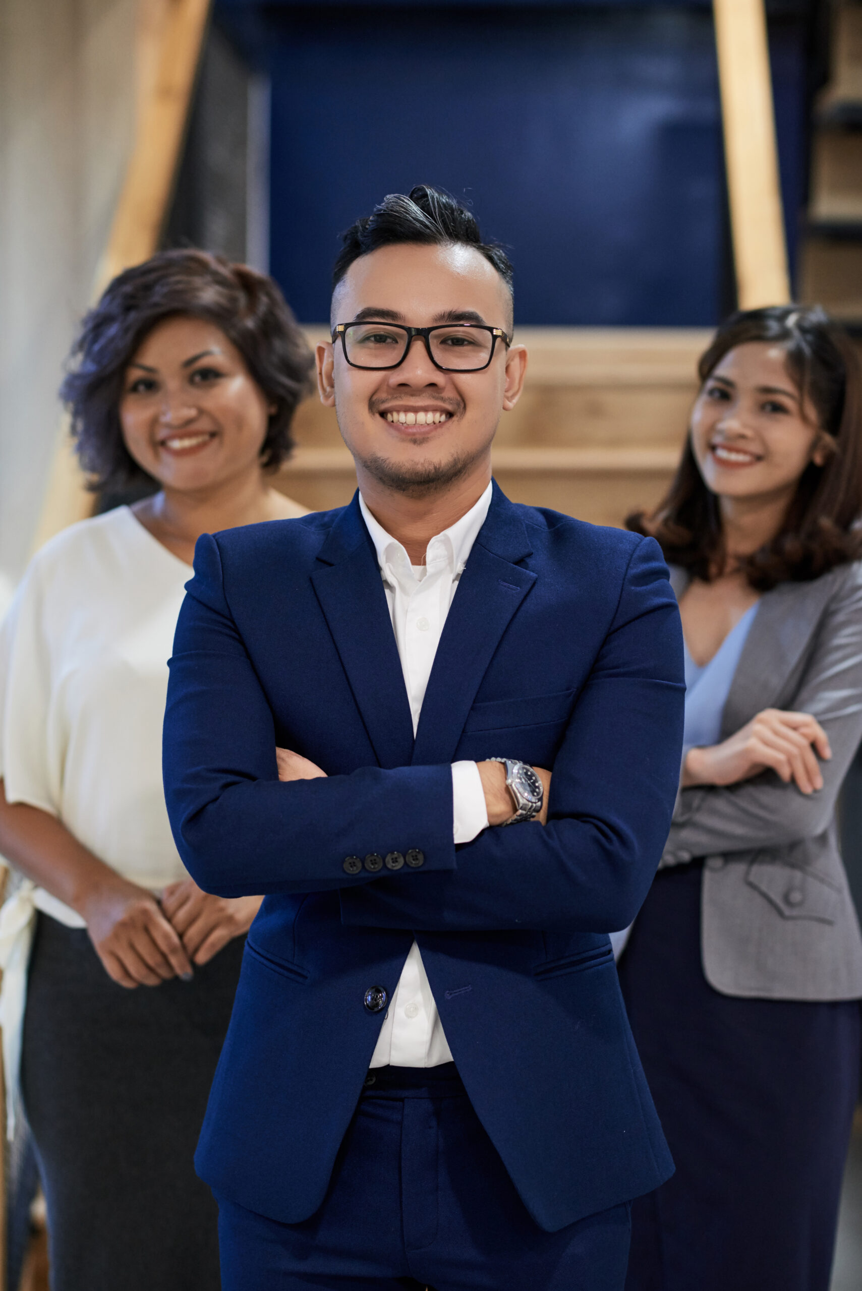 Happy office staff